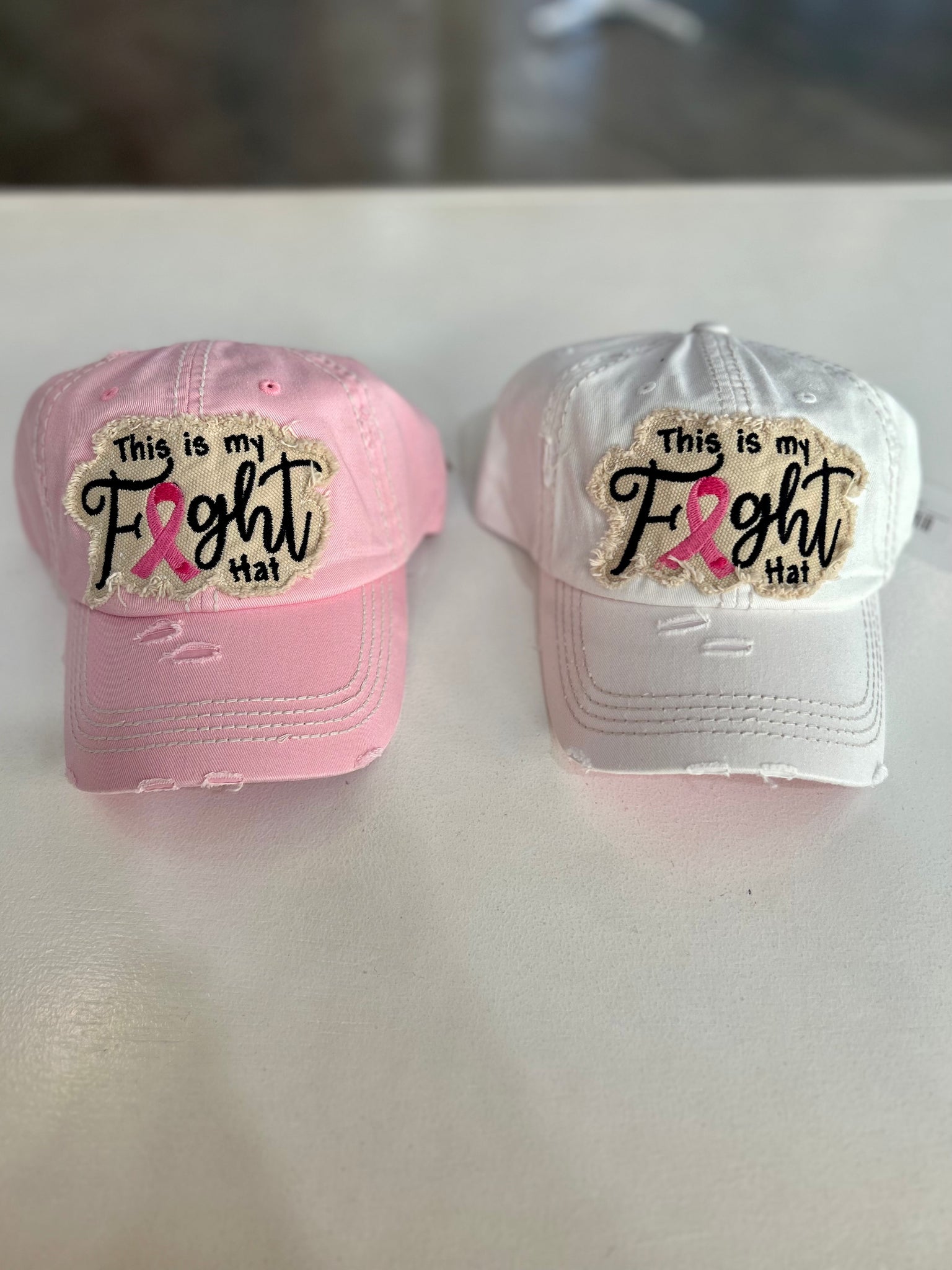 Distressed Breast Cancer Awareness Cap