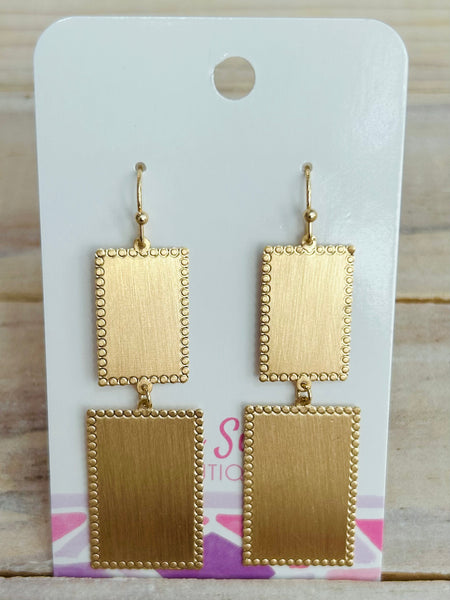 Linked Rectangles Drop Earrings - Gold