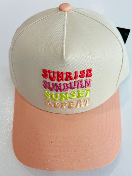 "Sunrise Sunburn Sunset Repeat" Baseball Cap