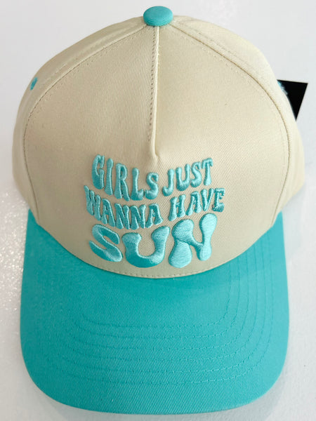 "Girls Just Wanna Have Sun" Baseball Cap - Mint
