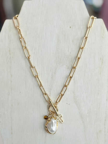 Halo Pearl Linked Necklace