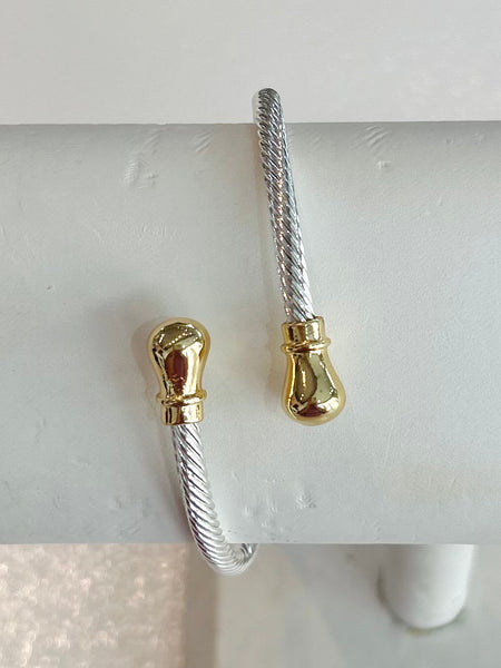 Twisted Metal Cuff Bracelet - Silver/Gold