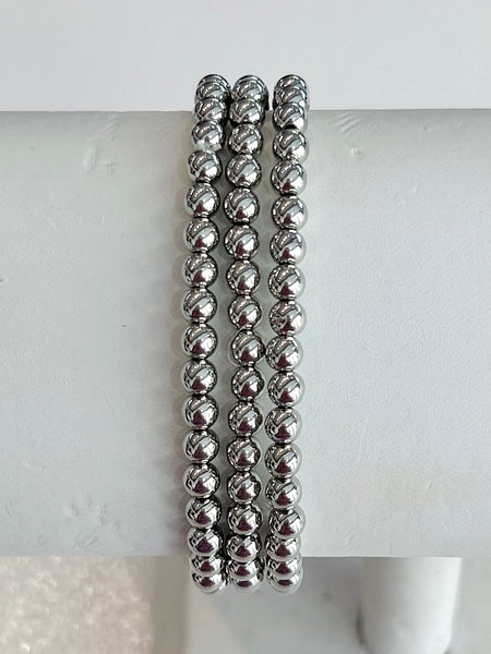 Simple Shine Bracelet Set - Silver