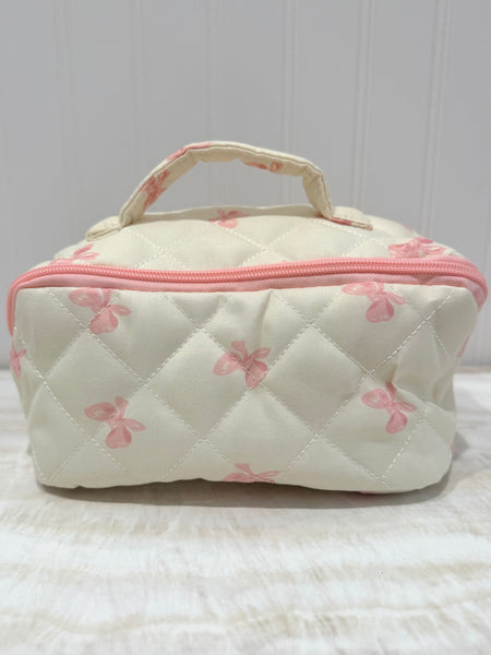 Quilted Print Makeup Bag - Bows
