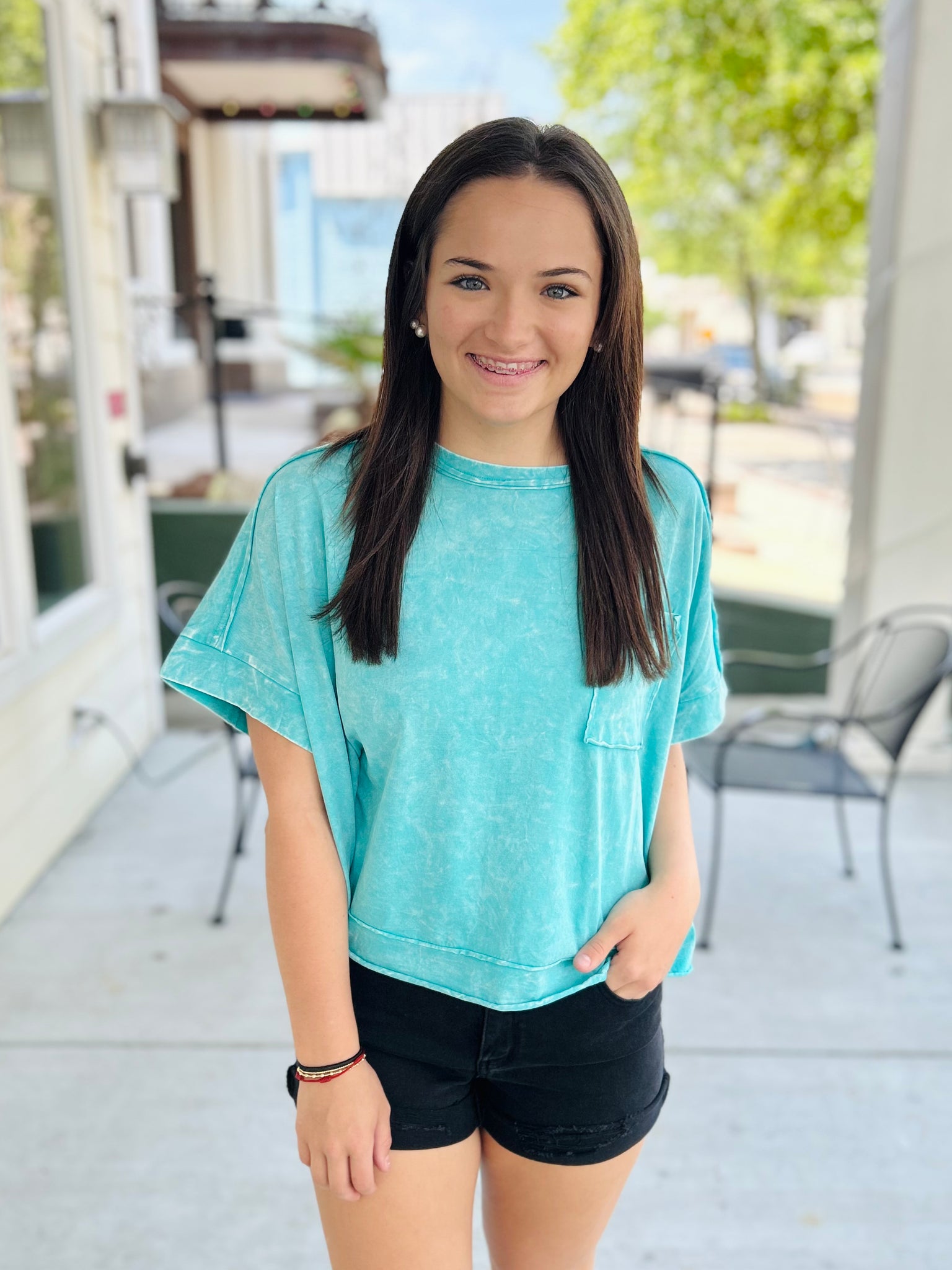 Go To Girl Crop Tee - Turquoise