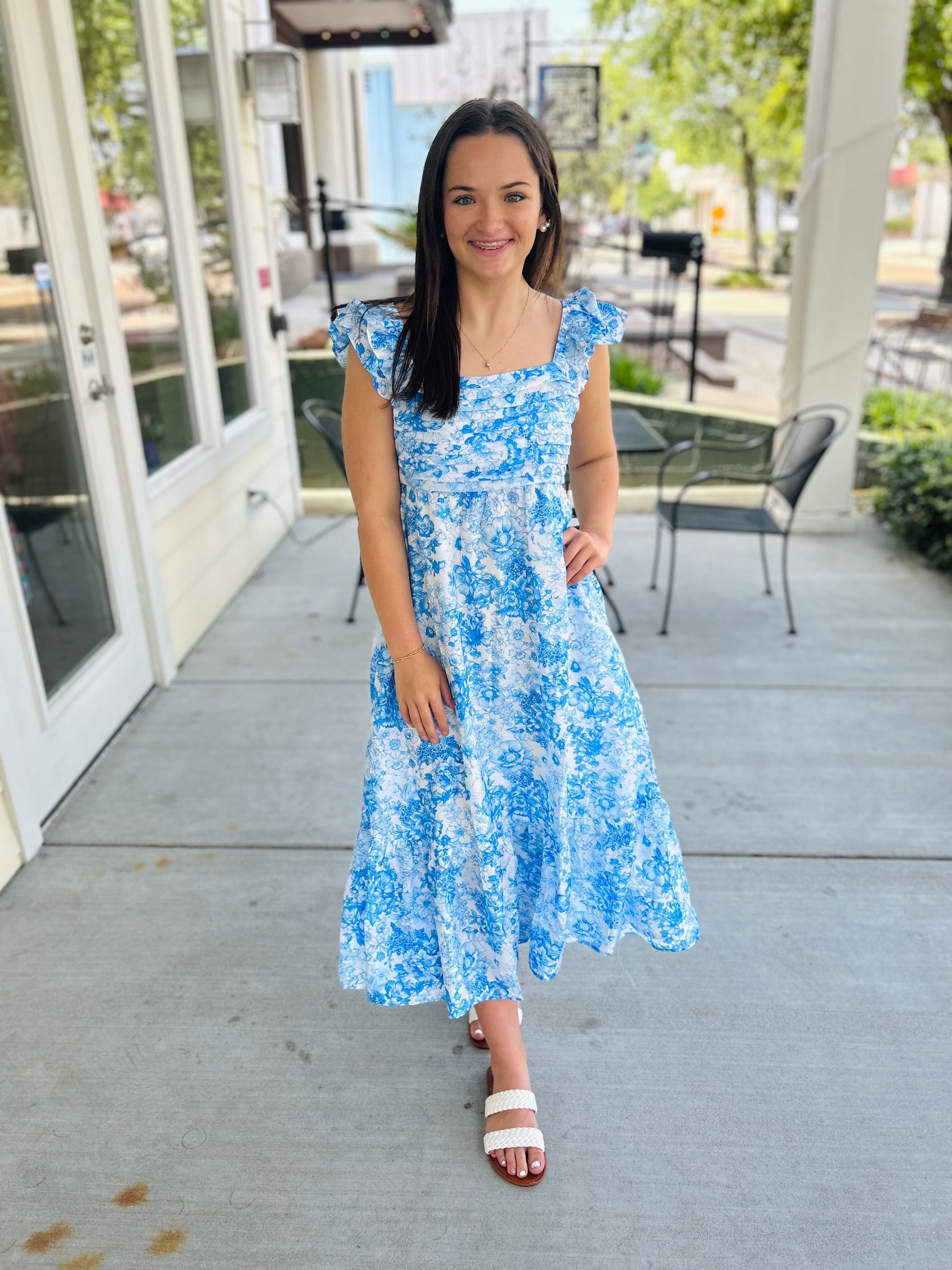 Sweetest Dreams Floral Midi Dress - Blue