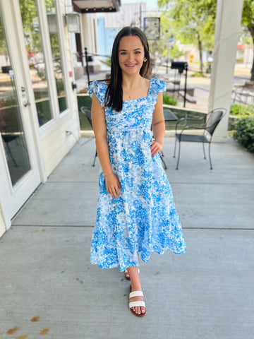 Sweetest Dreams Floral Midi Dress - Blue