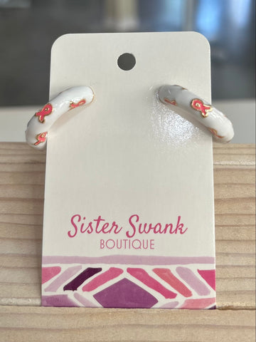 Breast Cancer Awareness Hoops - White