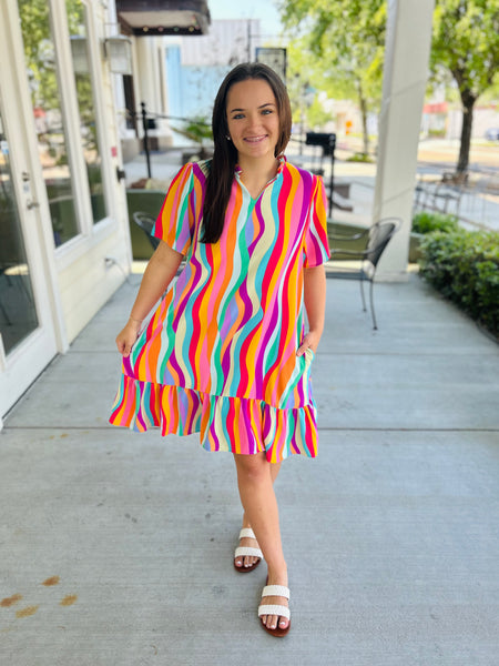 Beach Town Stroll Abstract Dress