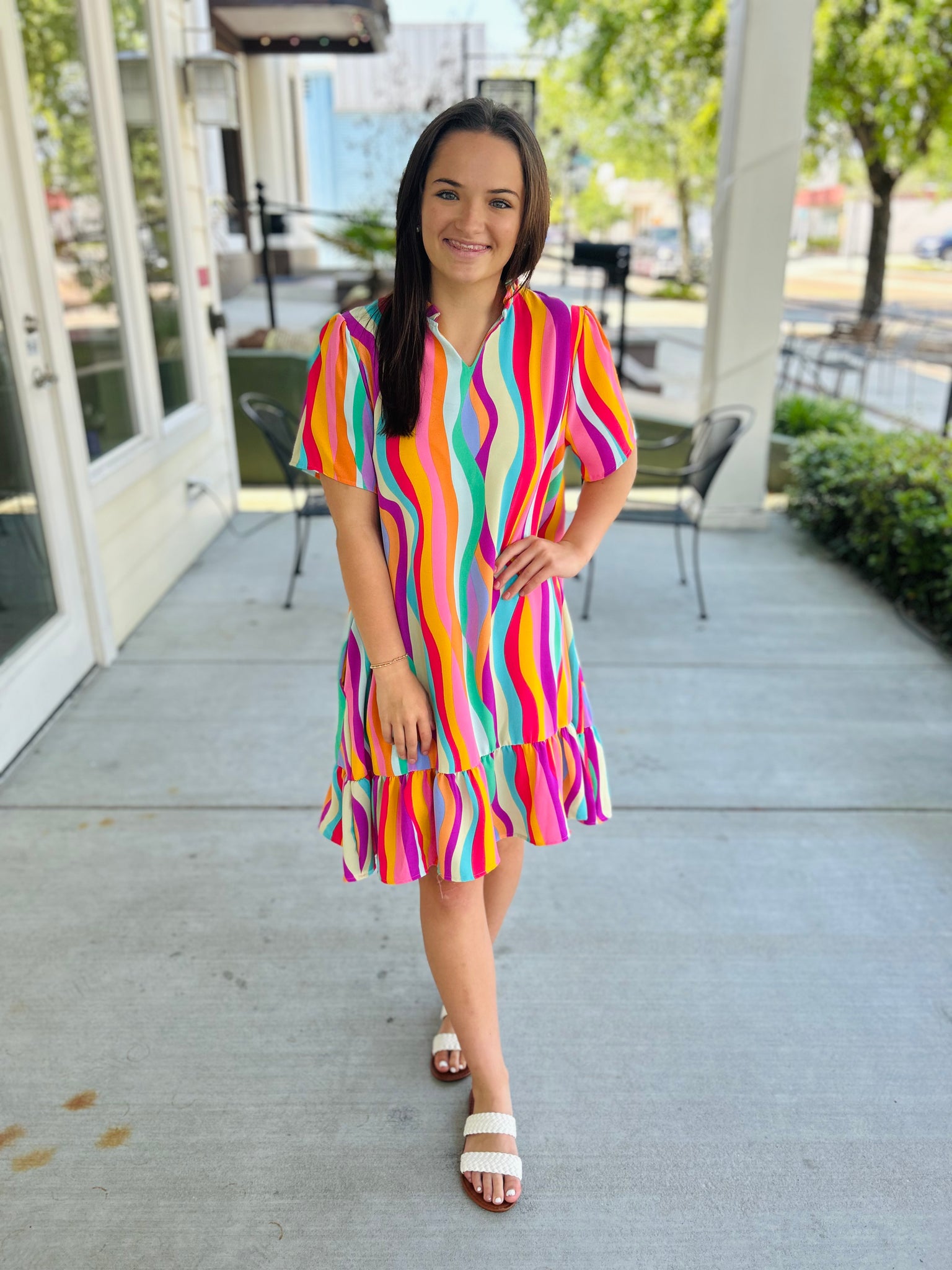 Beach Town Stroll Abstract Dress