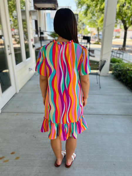 Beach Town Stroll Abstract Dress