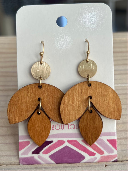 Wooden Leaf Drop Earrings