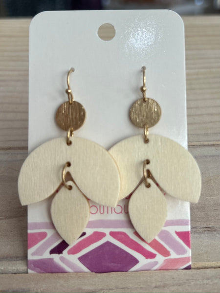 Wooden Leaf Drop Earrings