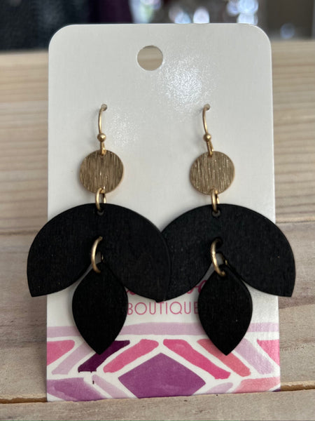 Wooden Leaf Drop Earrings