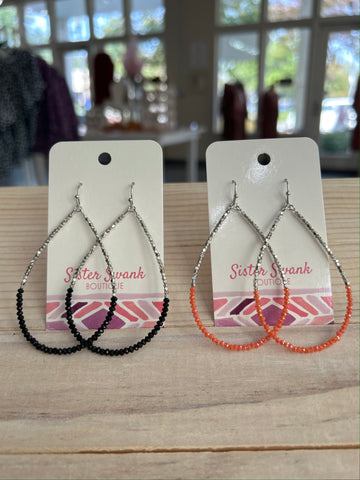 Beaded Drop Earrings With Silver and Stone Beads