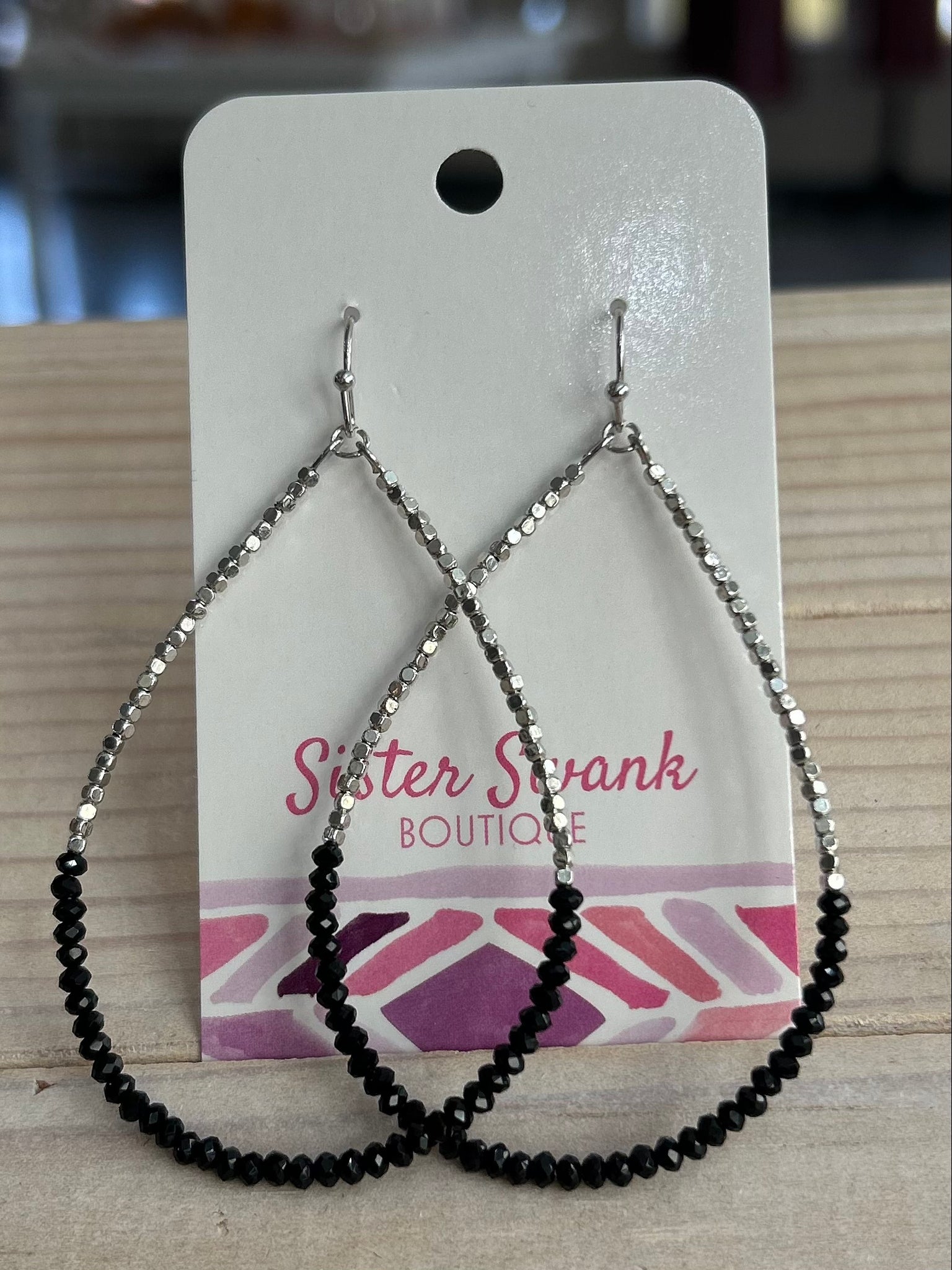 Beaded Drop Earrings With Silver and Stone Beads