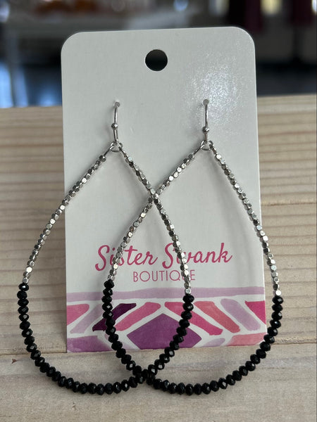 Beaded Drop Earrings With Silver and Stone Beads