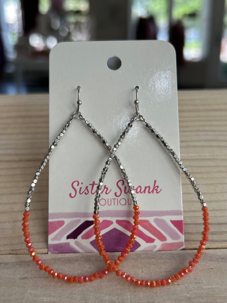 Beaded Drop Earrings With Silver and Stone Beads