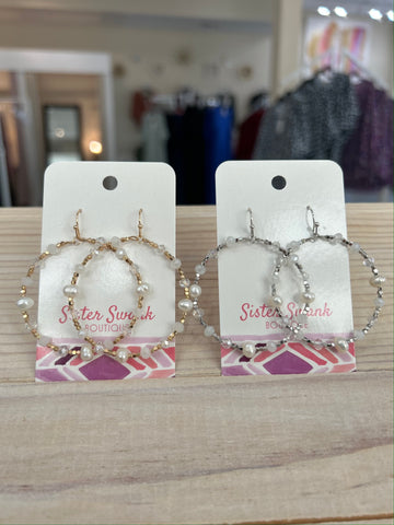 Circular Beaded Drop Earring With Pearl Accents