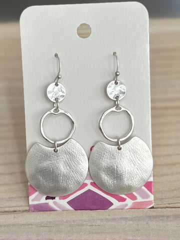 Silver Tone Circular Drop Earrings