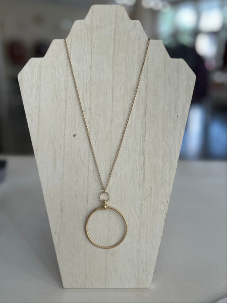 Long Circular Pendant Chain Necklace