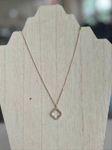 Pearl Studded Clover Pendant Necklace