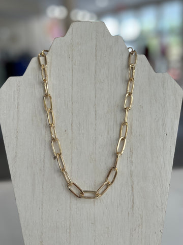 Large Gold Tone Chain Link Necklace