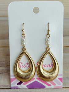 Textured Teardrop Drop Earrings - Gold