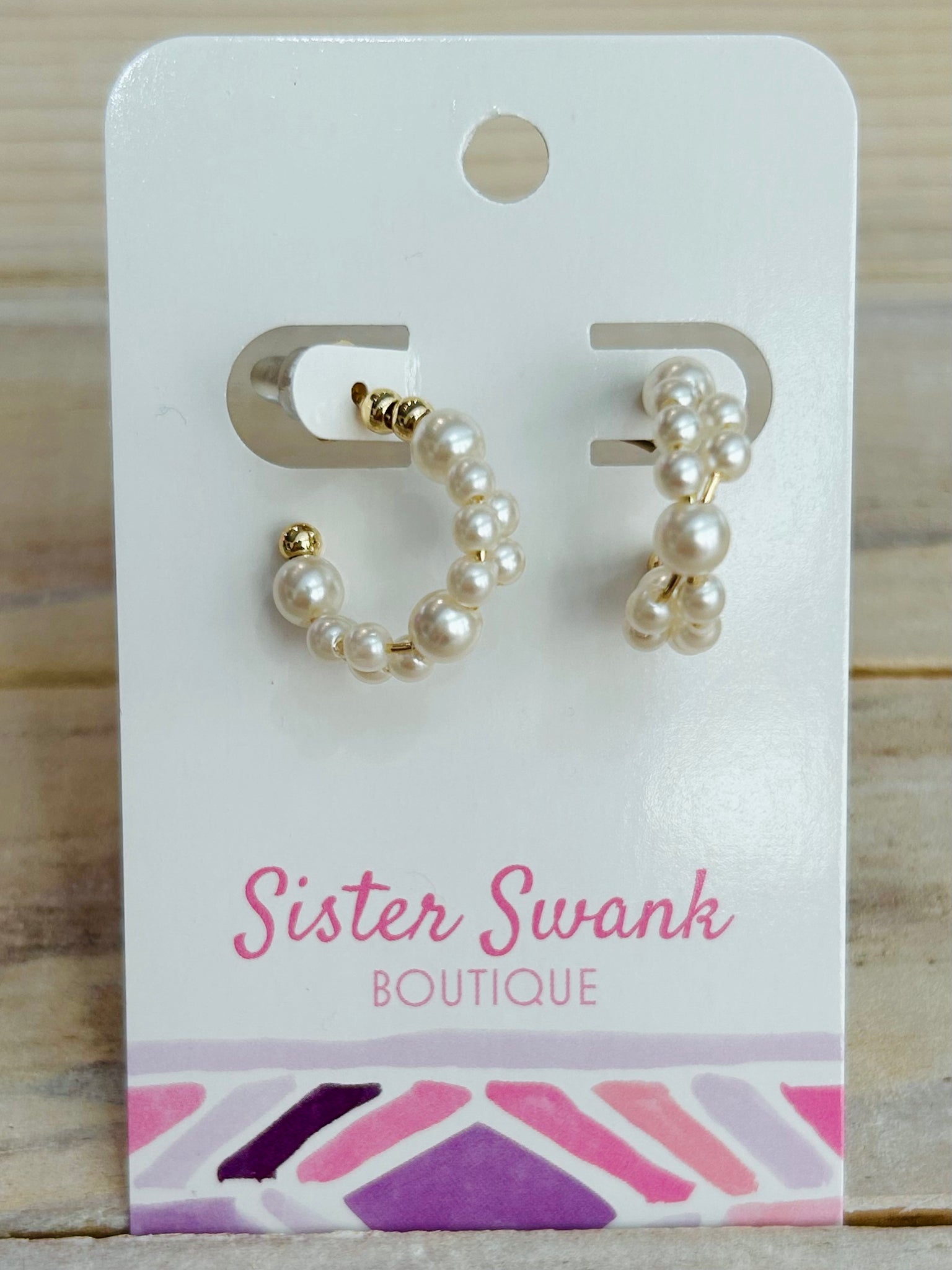 Pearl Beaded Hoop Earrings - Gold