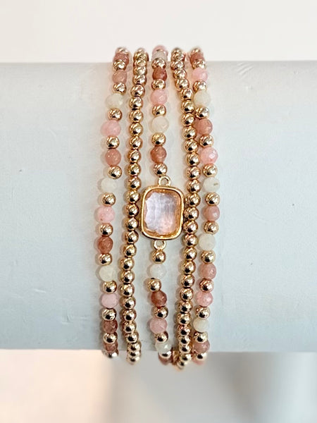 Sunlit Spark Bracelet Set - Pink