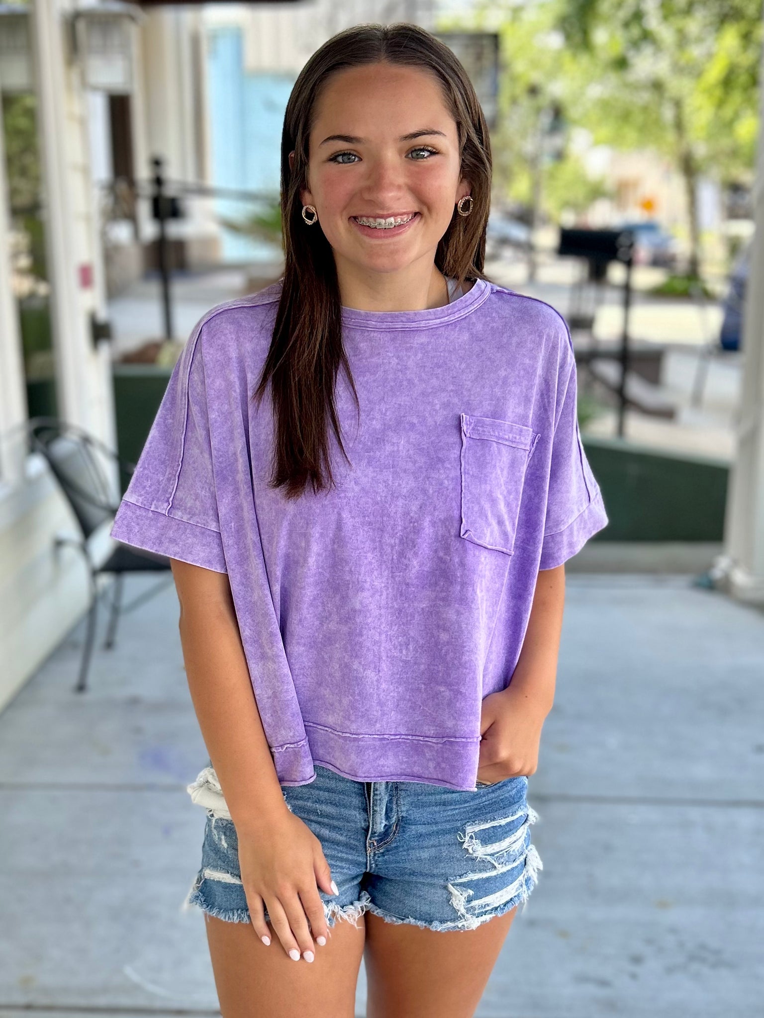 Summer Breeze Crop Tee - Purple