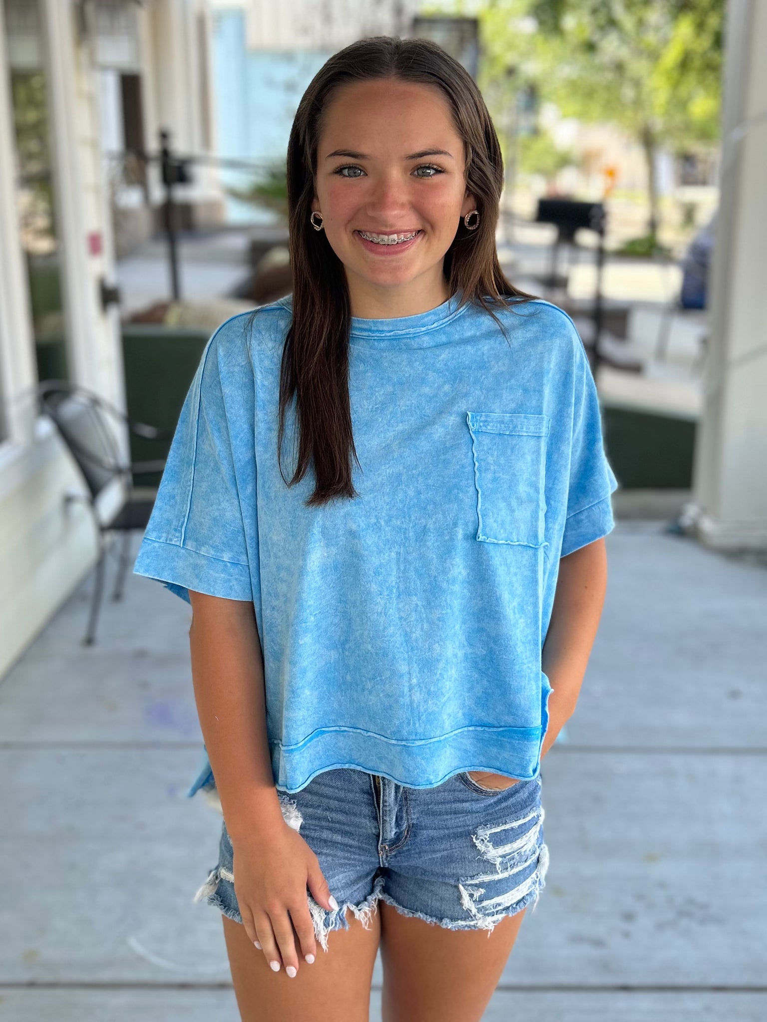 Summer Breeze Crop Tee - Blue