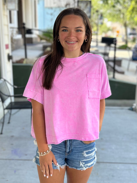 Summer Breeze Crop Tee - Pink