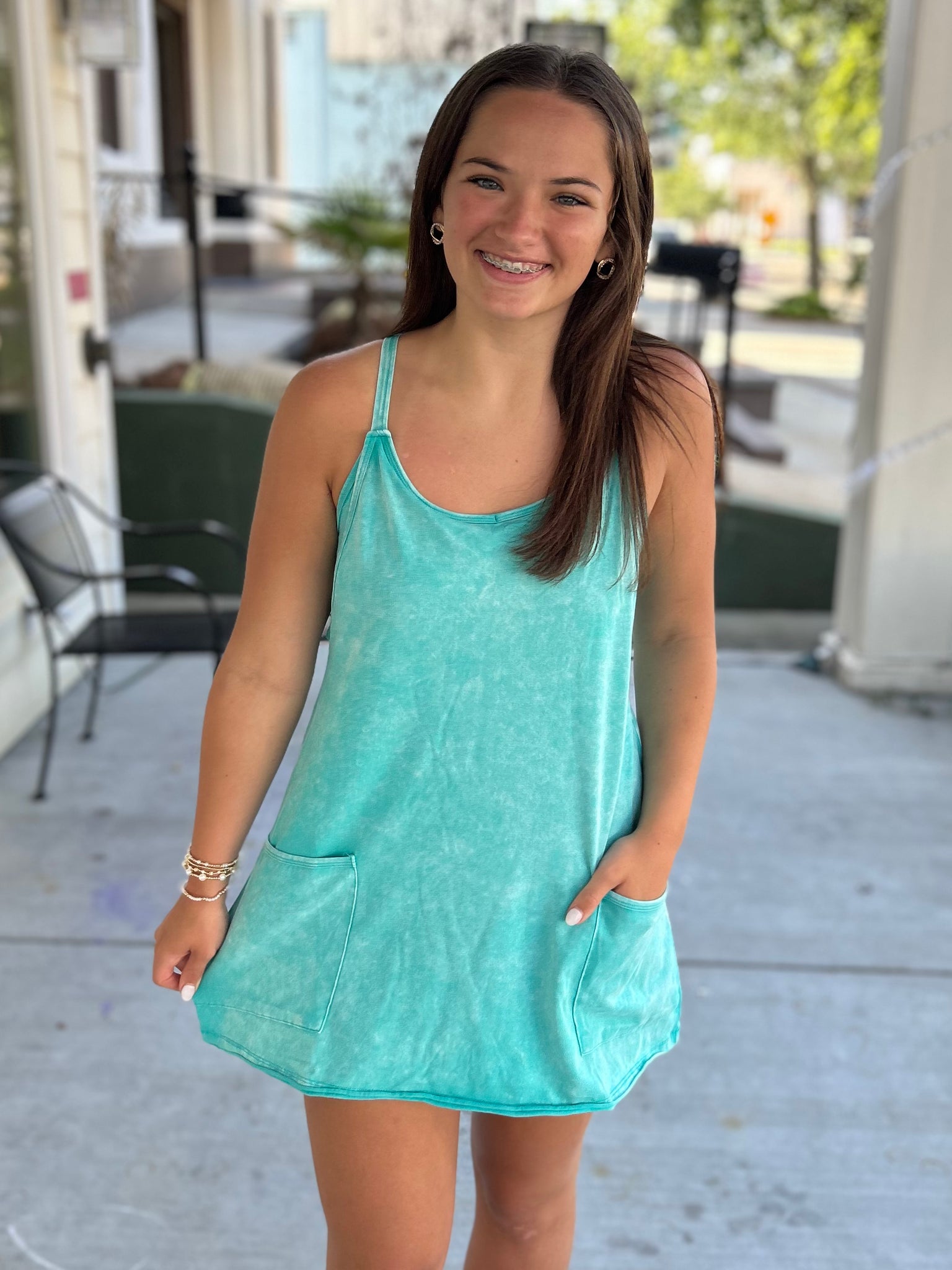 Ready To Play Romper Dress - Turquoise