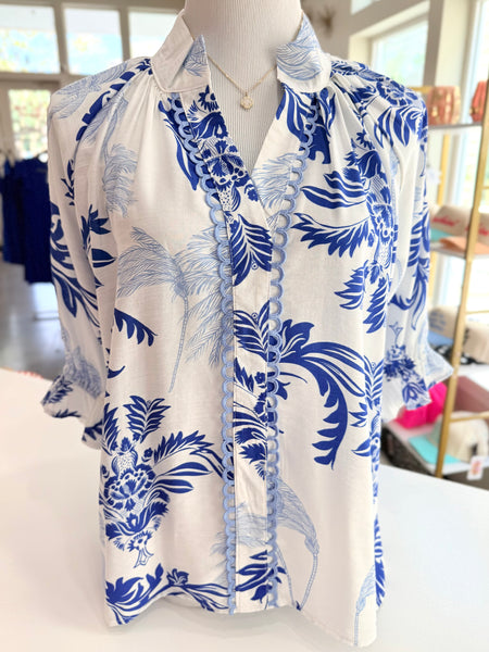 Garden Grace Blouse - Blue