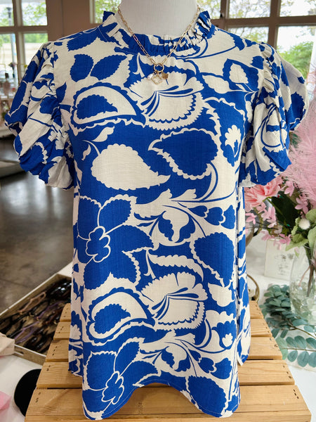 Lost In Paradise Blouse - Blue