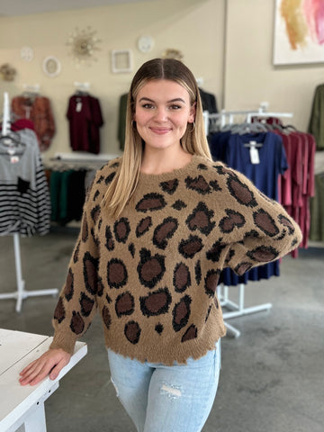 Leopard Mocha Knit Sweater