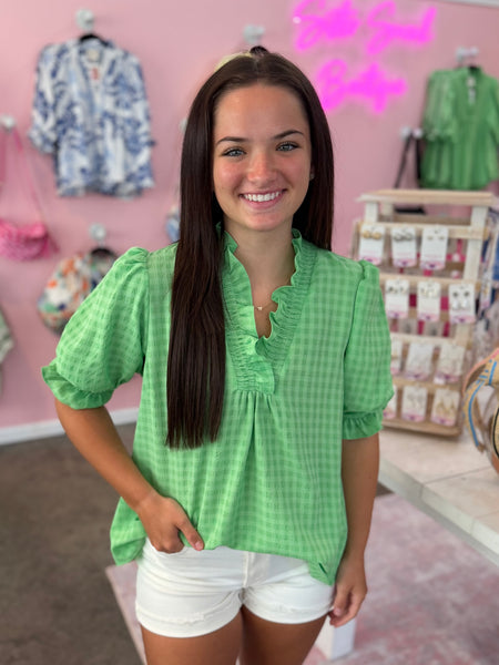 Sweetheart Ruffle Blouse - Green