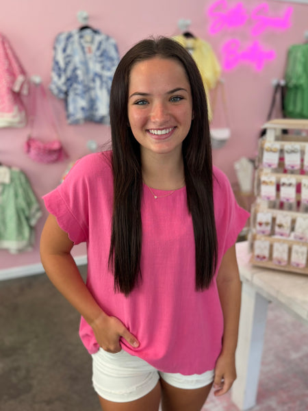 Seaside Scallop Top - Pink