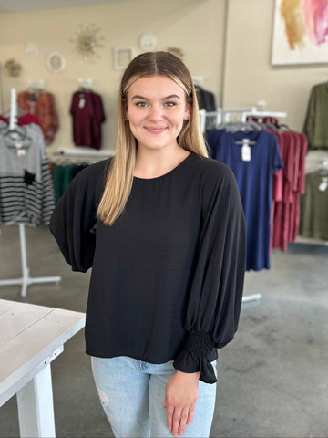 Black Ruffle Sleeved Blouse