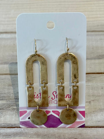 Hammered Linked Geometric Drop Earrings