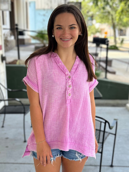 Perfect Promise Gauze Top - Mauve