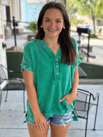 Perfect Promise Gauze Top - Green