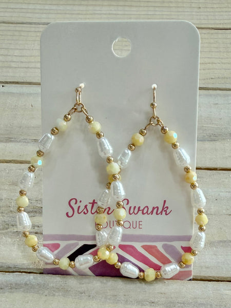 Pearl Perfection Drop Earrings - Yellow