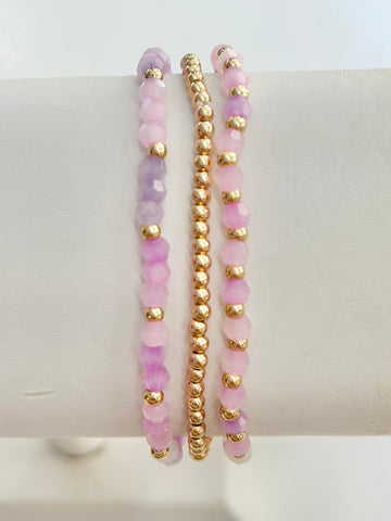 Shimmer Beaded Bracelet Set - Purple