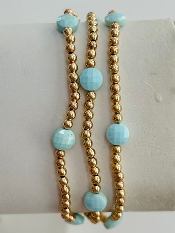 Stone Beaded Stretch Bracelets - Blue