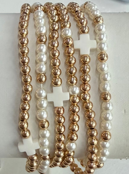 Hope & Grace Bracelet Stack - White