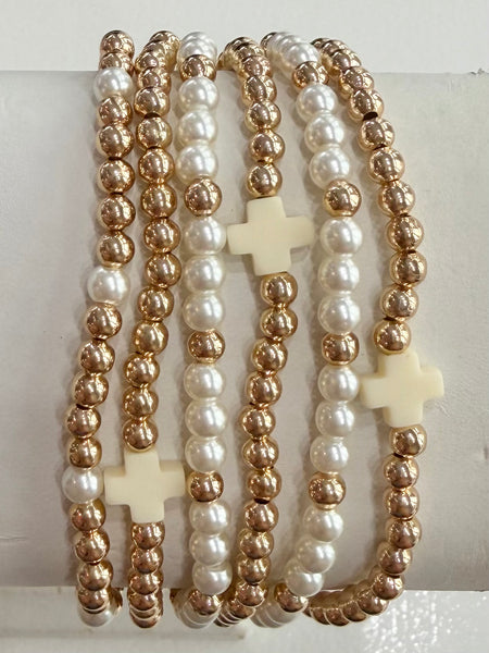 Hope & Grace Bracelet Stack - Creme