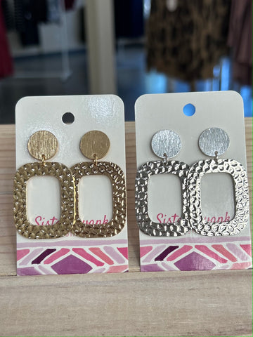 Hammered Metal Drop Earring