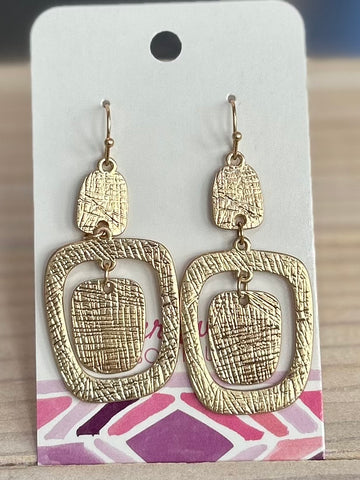 Simple Textured Nesting Geometric Drop Earrings